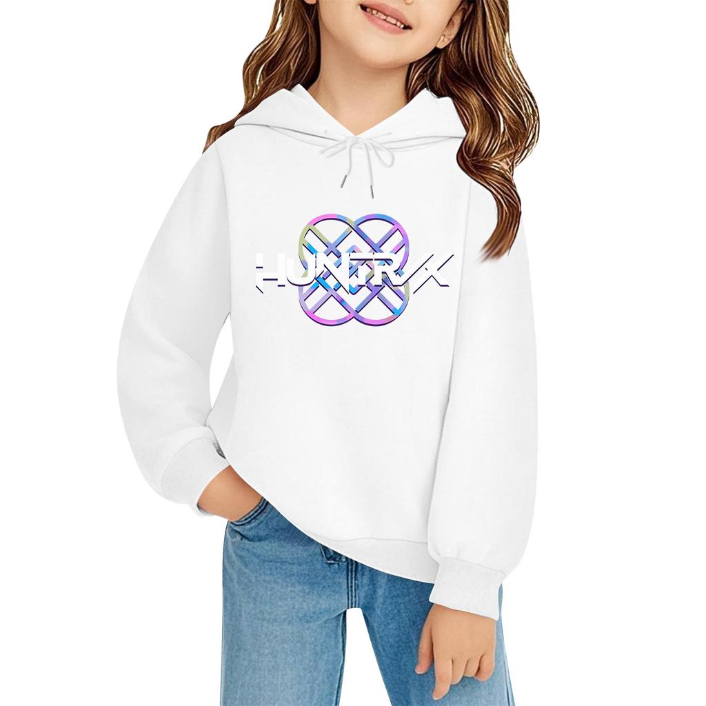 Kids' Long Sleeve Loose Pullover Letter Print Drawstring Hooded Sweatshirt