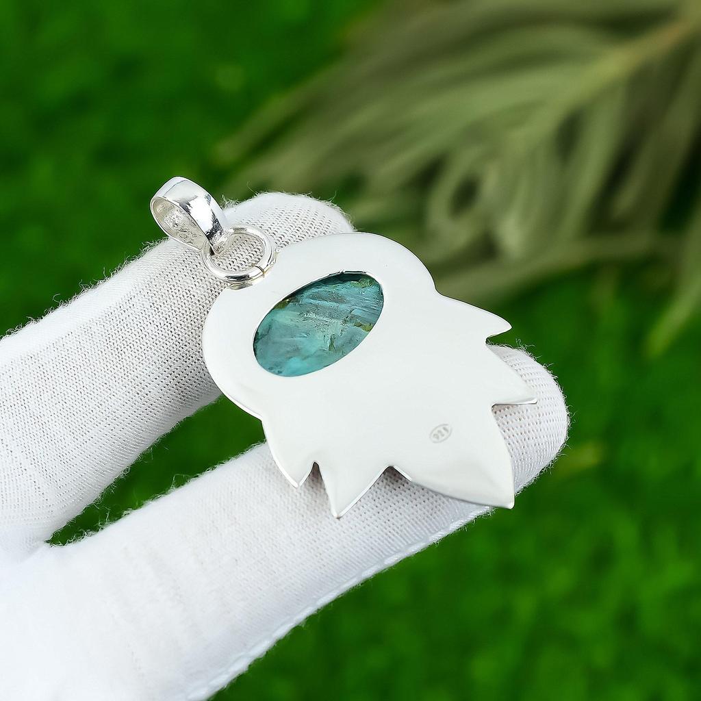 Natural Tibetan Turquoise Gemstone Pendant 925 Sterling Silver Indian Jewelry