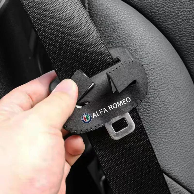 Car Stickers For Alfa Romeo Car Seat Belt Buckle Suede Wear Resistant Protector Cover For Alfa Romeo 4C 159 166 Spider Giulia Gi