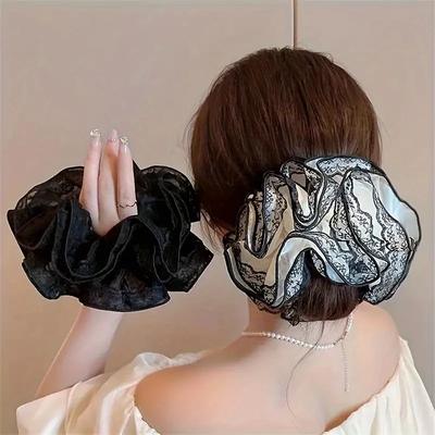 Laço Francês Faixa de Cabelo Salsicha Mulheres Elegante Faixa de Cabelo de Malha Dupla Camada Moda Elástico de Cabelo Acessórios de Cabelo para Menina