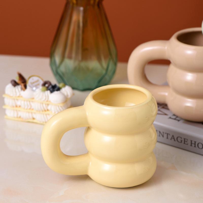 Creative hand handle ceramic mug large capacity large ear cup enterprise business latte coffee cup bone china