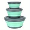Farida Bio 3Pcs Silicone Folding Bowls With Lids - Portable Tableware For Outdoor Travel, Picnics, And Camping - Kitchen Retractable Folding Salad