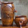 Retro Hydroponic Ceramic Flower Pot with Water Circulation, Courtyard Fish Tank, and Decorative Flowing Water Ornaments.