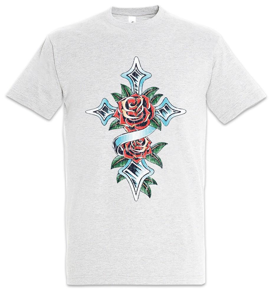 

Rose Cross I T-Shirt Symbol Tattoo Sign Roses Christian Christ Artist Art 4XL
