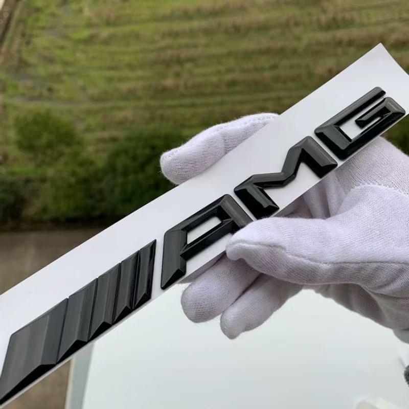 Glänzend Schwarzer AMG Heckklappen-Emblem-Aufkleber für Mercedes A-, C-, E-Klasse & CLA