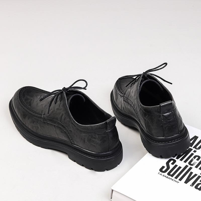 Buty skórzane męskie w stylu brytyjskim, czarne, z dużą głową, codzienne, biznesowe, ślubne, dla pana młodego, skórzane, 99291-W