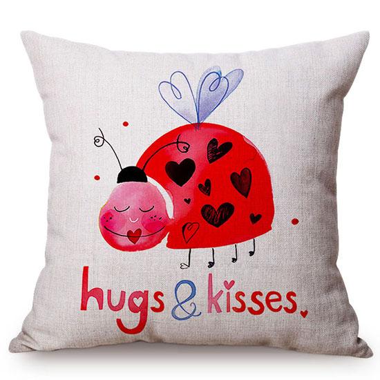 Love Pattern Decorative Pillow Case Valentine'S Day Romantic Heart Sexy Lips Kiss Gift Cotton Linen Sofa Cushion Cover Cojines
