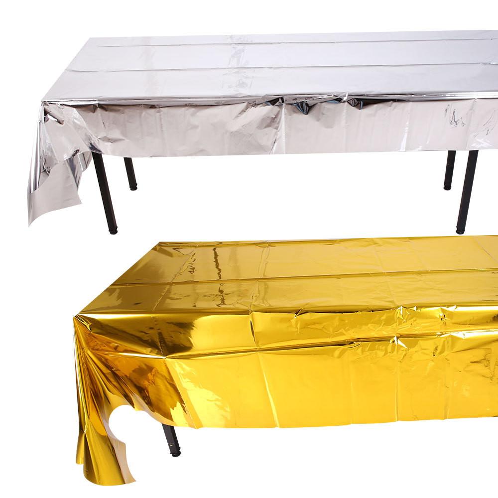 Premium Silver Disposable And Gold Tablecloth Perfect For Holiday Gatherings And Events