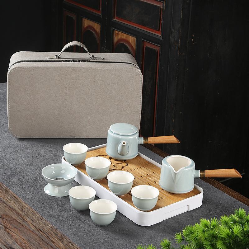 Travel Tea Set High-end Kung Fu Tea Set Business Gift Tea Set Ji Blue Glaze Ceramic Tea Set