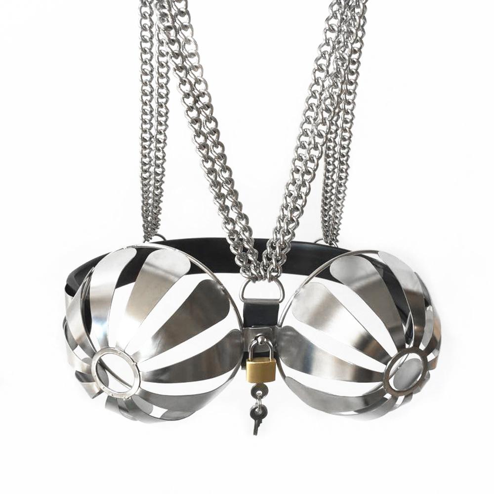 New 3 Colors Stainless Steel Women Adjustable Chastity Bra Lock Female Chastity Device Breast Protection Roleplay Sex Toys
