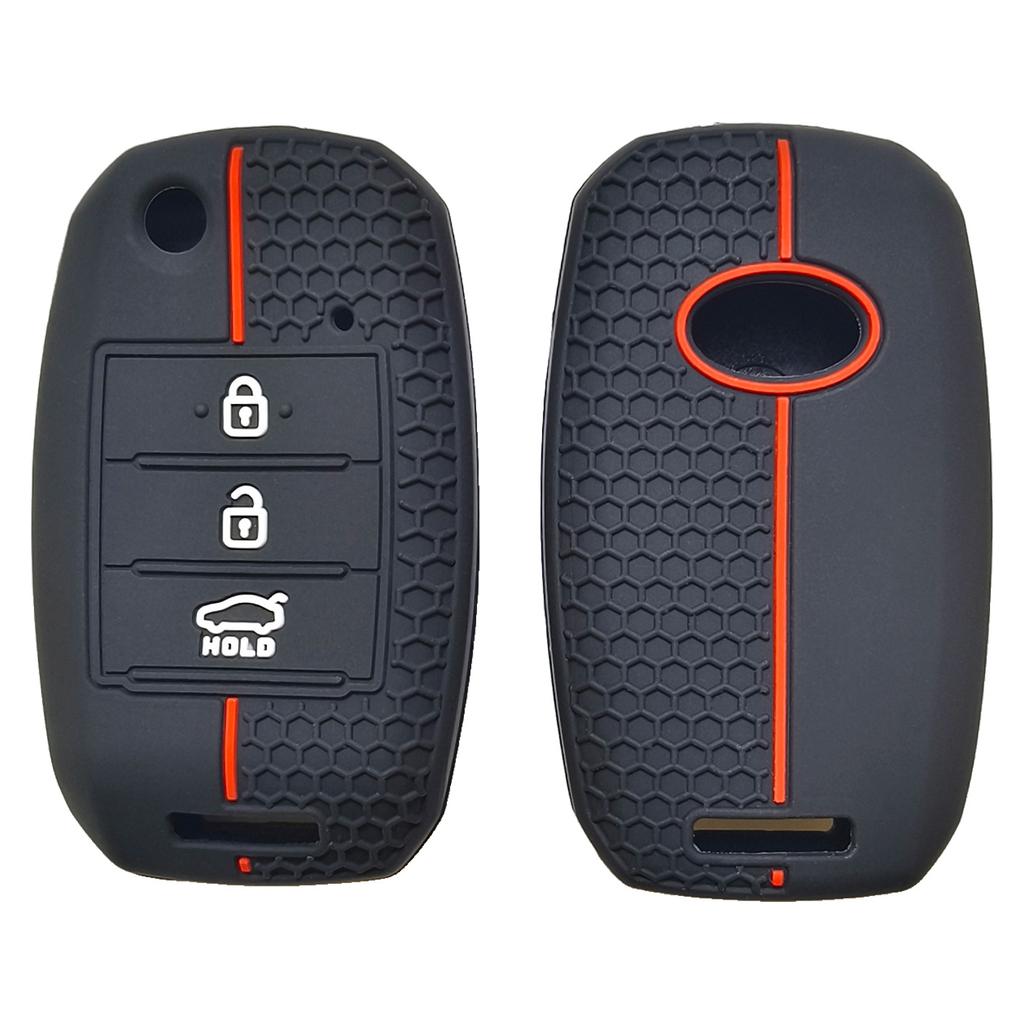 Suitable for Kia Smart Sport K3 Sportage K5 Cerato Propa KX3 Folding 3-button Honeycomb Pattern Silicone Car Key Cover