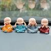 Cute Little Monk Sculpture Resin Crafts Monk Buddha Statue Creative Buddha Statue Table and Cart Decoration 4 Pieces/set