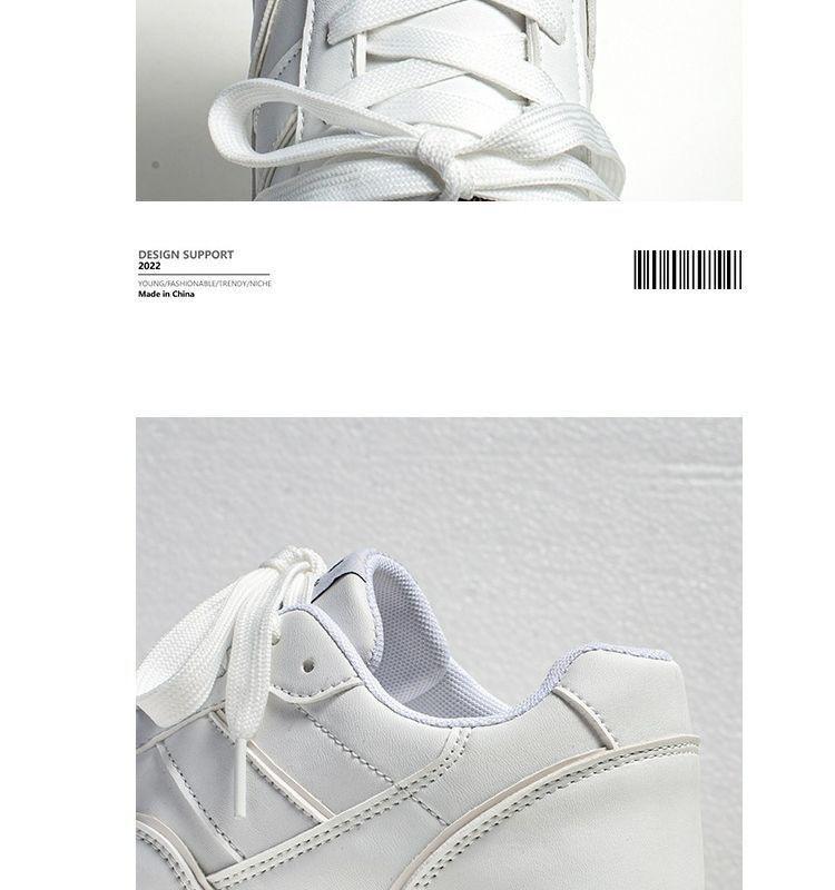 Men's Spring White Sneakers: Breathable, Trendy, Versatile Thick-Soled Skate Shoes