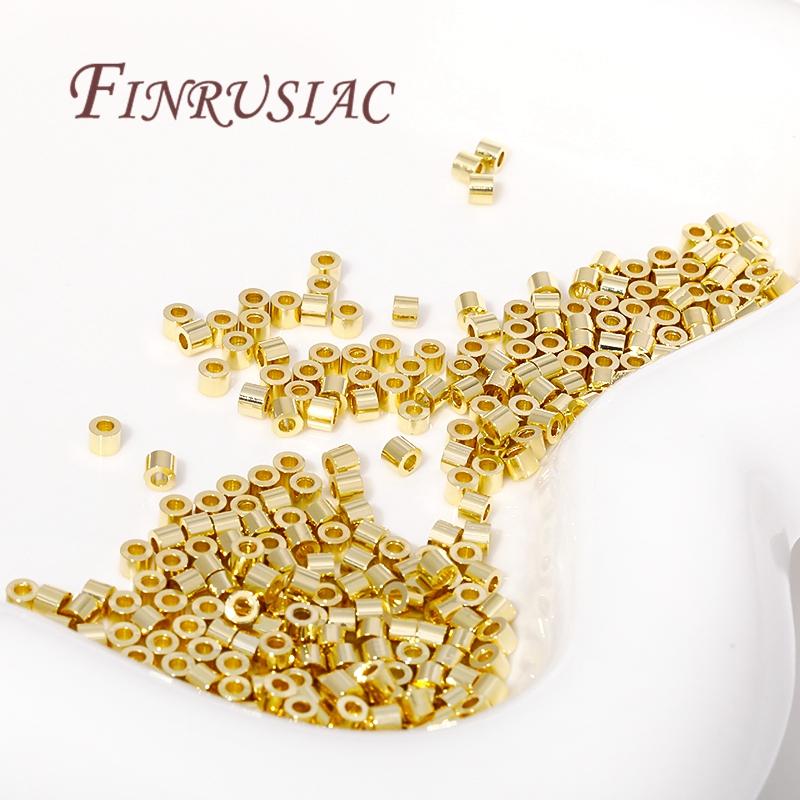 2.5*2mm Tube Beads For Jewelry 18K Gold Plated Metal Beads Separators,Bracelets Beads For DIY Beading Findings