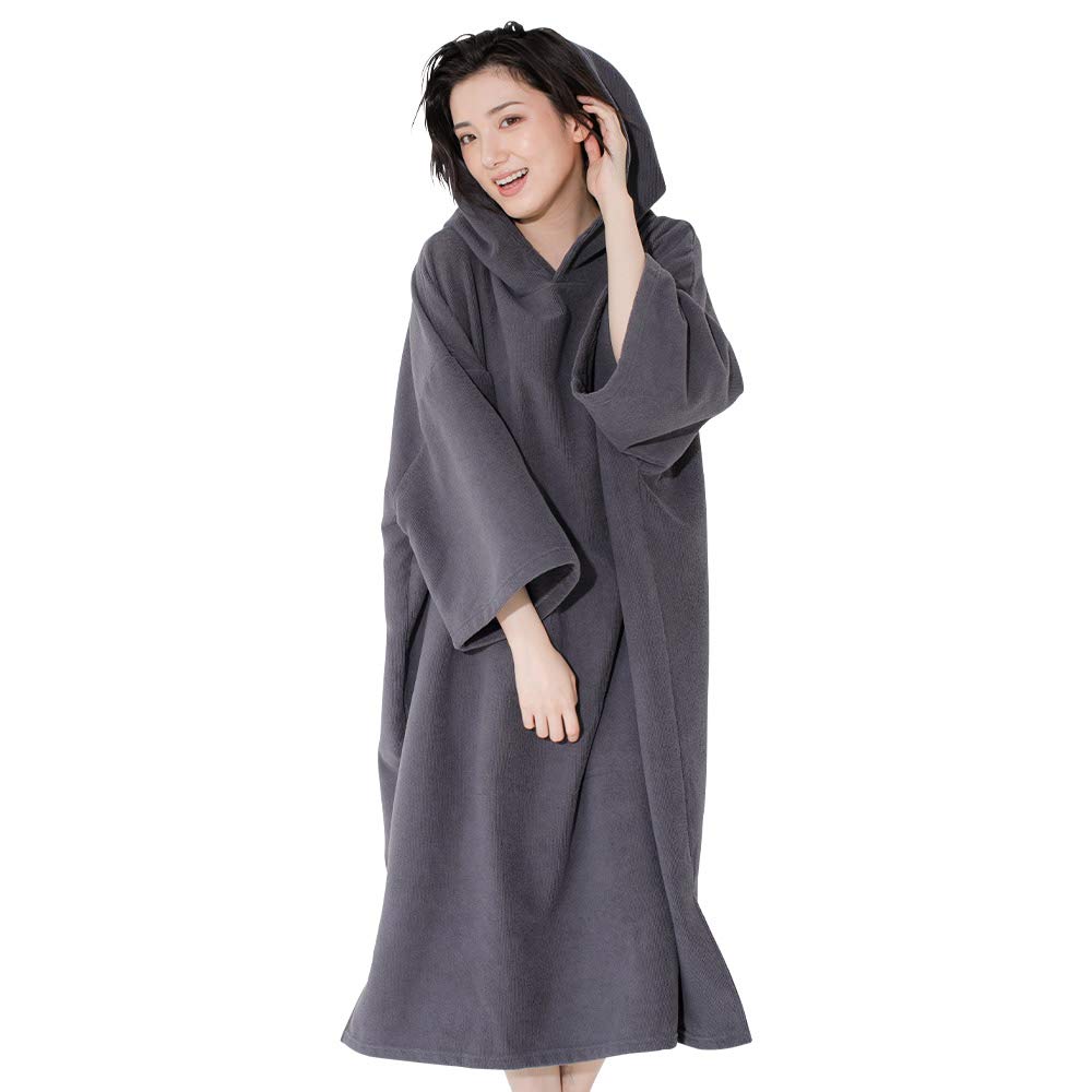 FELLOW Changing Poncho Towel, Adult, Microfiber, Moisture-Absorbent, Quick-Drying, Charcoal, One Size Fits All