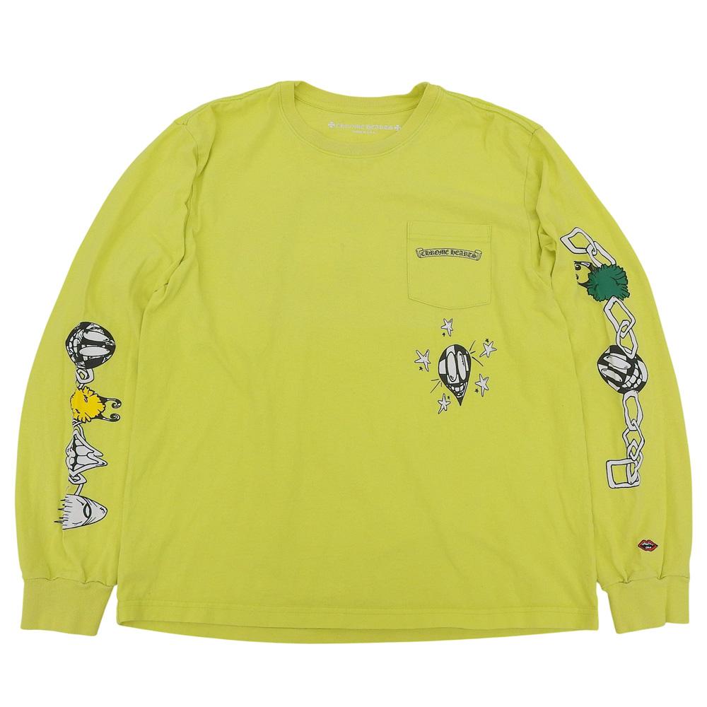 Chrome Hearts PRO CHAIN GAME Men's Cotton Long Sleeve T-Shirt, Yellow, Size XL, 2084060567 tops XL YellowUsed
