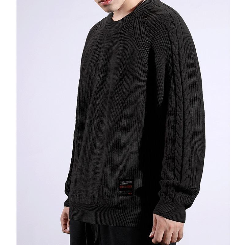 Мужской модный шерстяной кардиган с косами: Осенне-зимняя коллекция, Ручная вязка, Утолщенные длинные рукава. XL