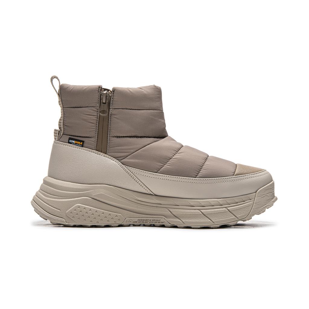 Li Ning Zhong Rong LITE Abrasion Resistant Cushioning Slip Resistant Short Snow Boots Men's Gray Brown AGLV285-2