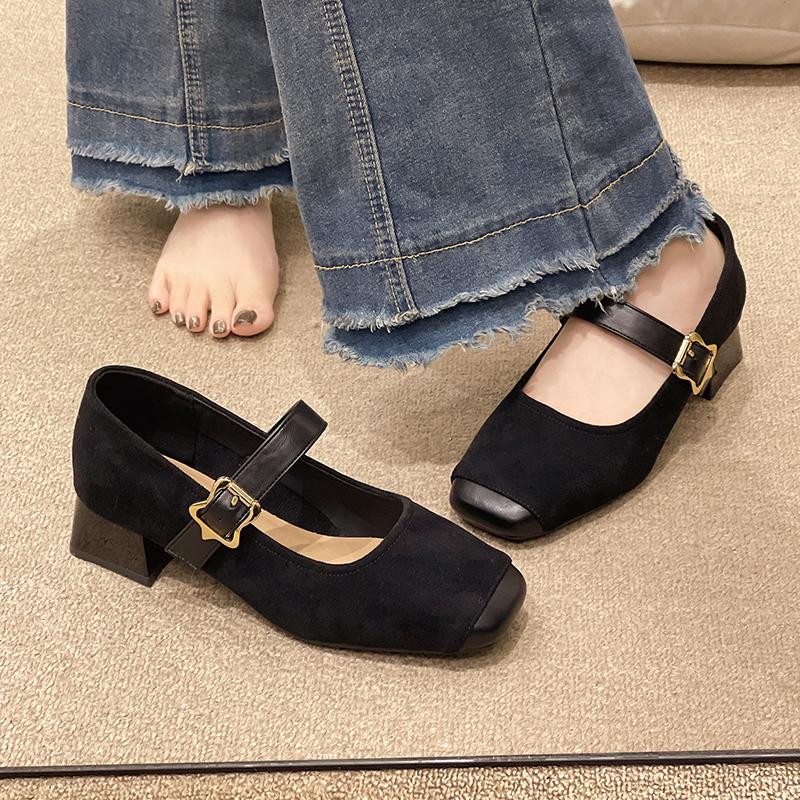 Vintage Square Toe Woman Mary Jane Shoes Elegant Thick Heel Dress Shoes Outdoor Comfortable Ladies Leopard Pumps Shoes