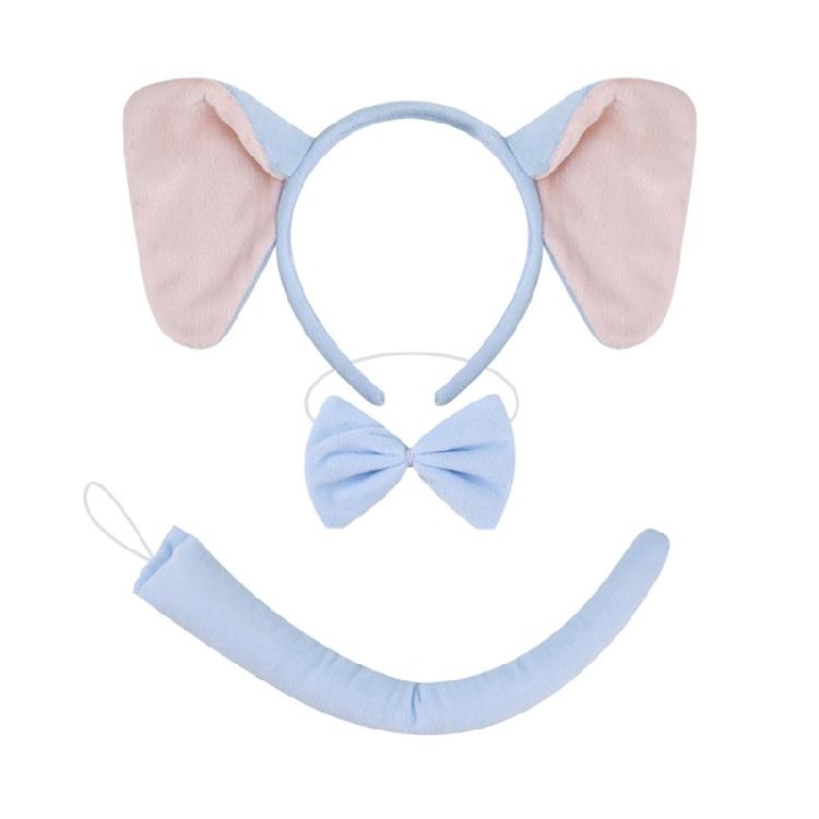 Animal Fancy Costume Kit Accessories Elephant Costume Set with Elephant Ears Headband Bowtie Tail Tutu Skirt 1/3/4Pcs