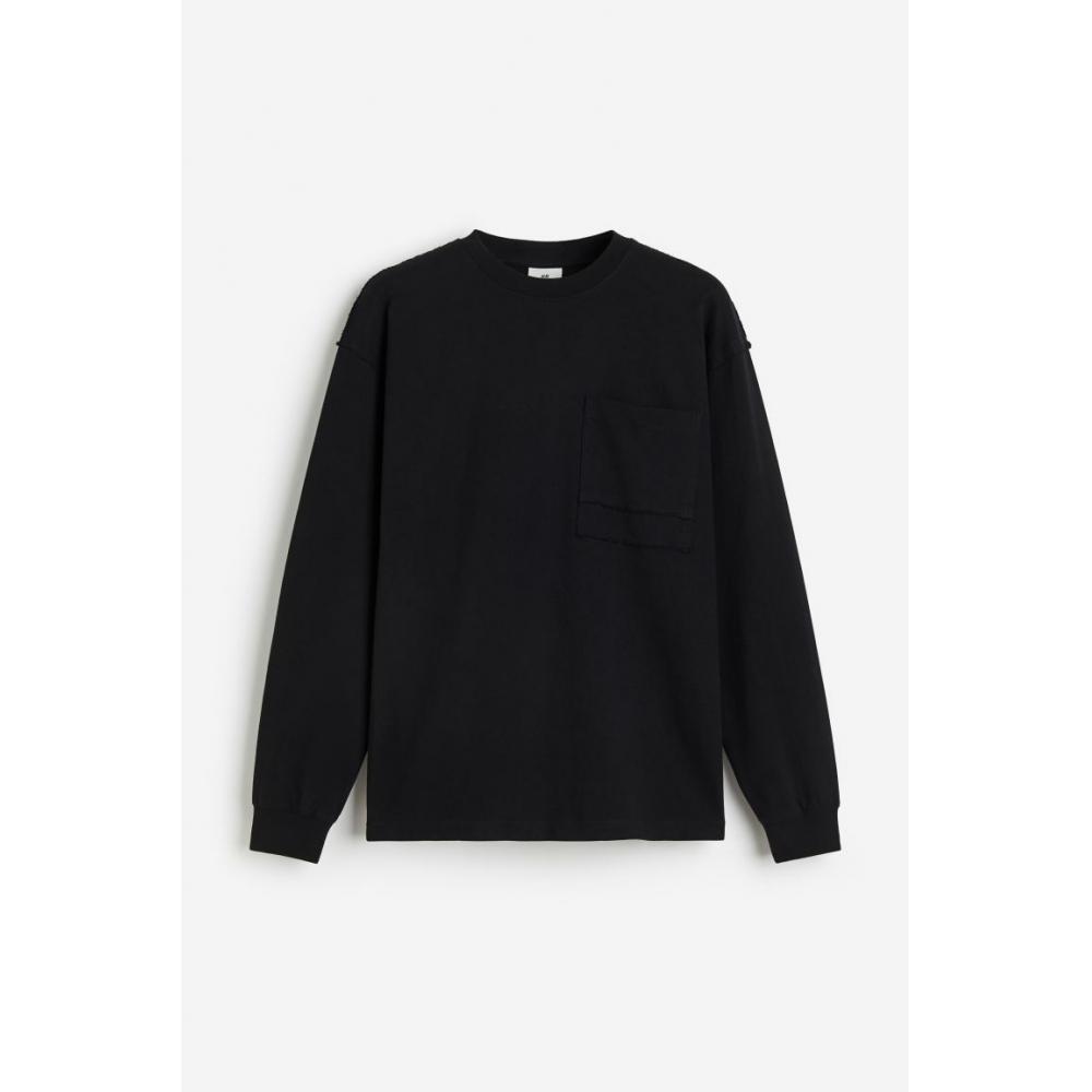 

Топ свободного кроя с длинными рукавами HM, черный