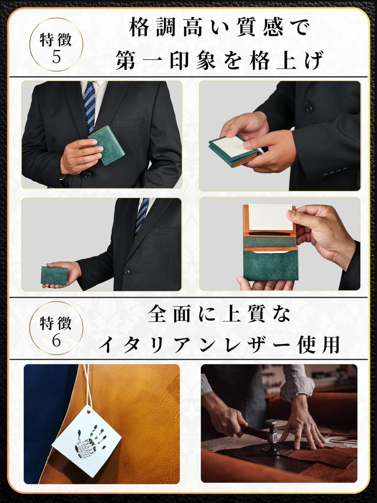 Fabrizio Business Card Holder for Men and Genuine Large Easy Italian Business Card Leather Women, Leather, Capacity, Access, Leather, Case, (Petrolio)