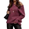 Autumn Winter Off-Shoulder Round Neck Pullover Loose Plus Size Sweater for Women