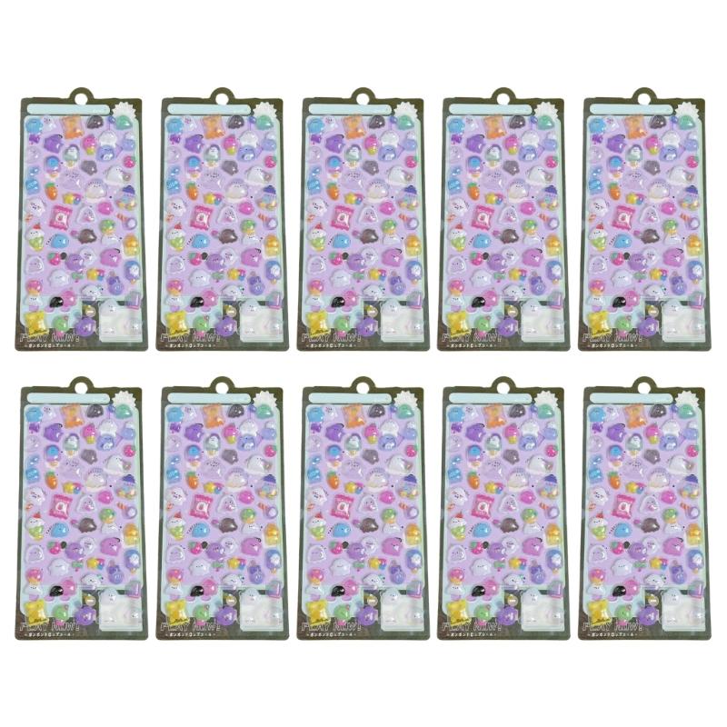 

10Sheet Embossed Animal Sticker Adhesive PET Resin Sticker For Journal Notebook Phone Laptop Skateboard Scrapbooking