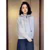 Women S Gray Half Zip Hooded Fleece Sweatshirt Loose Casual Short Top