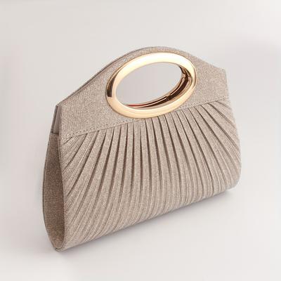 Doppel-Magnetknopf Glamouröse Glitzer-Dinner-Clutch für Damen mit Metallringgriff Plissiertes Design Inklusive Halskette Umhängetasche