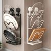 Punch Free Pot Lids Holder Carbon Steel Cookware Storage Shelf Cutting Board Storage Rack  Kitchen