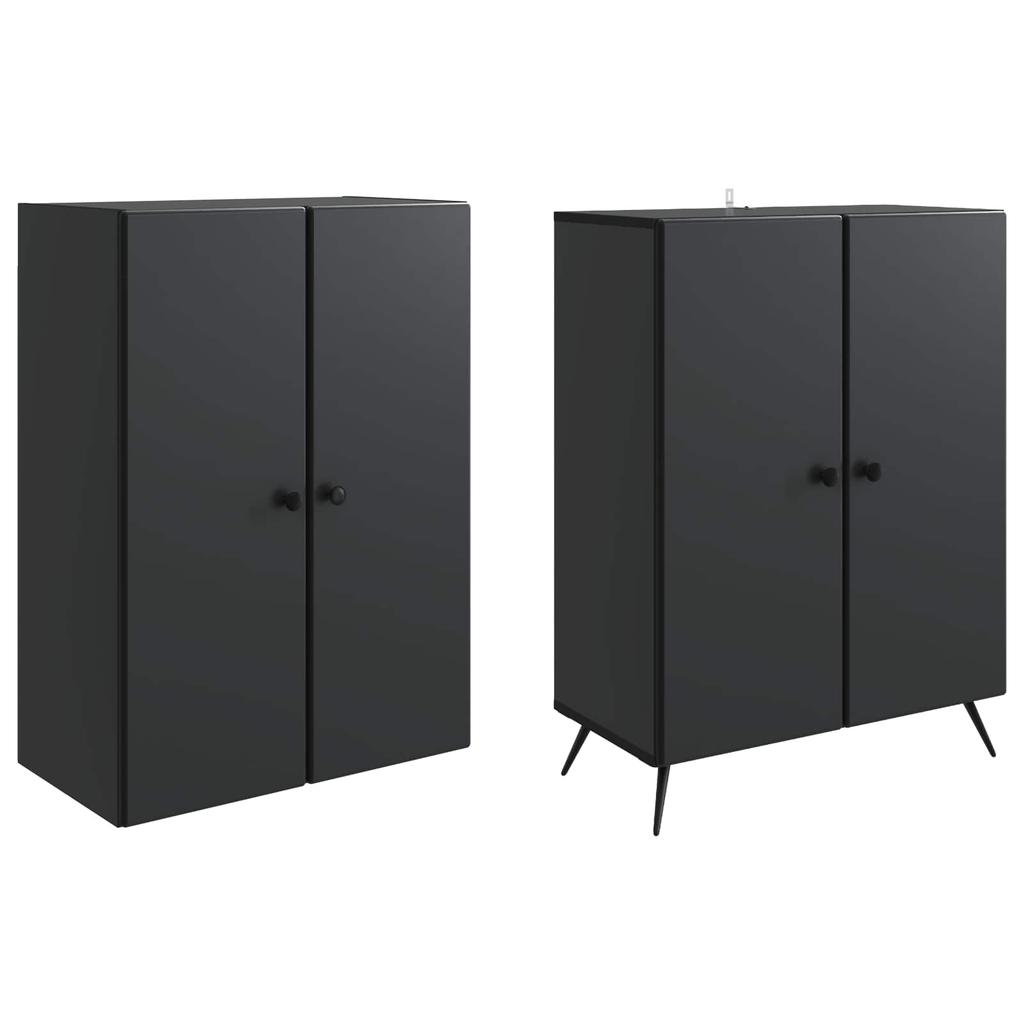 2 Piece Cabinet Set Black Particleboard