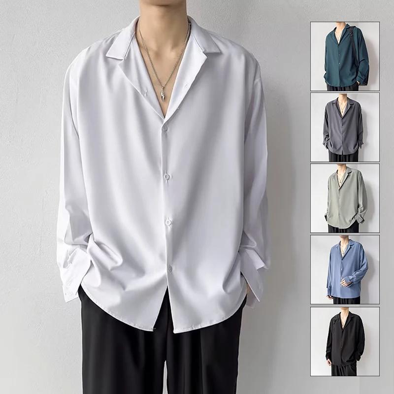 Men's Shirt Spring Summer Loose Casual Long-sleeved Lapel High Street Male Suit Shirt