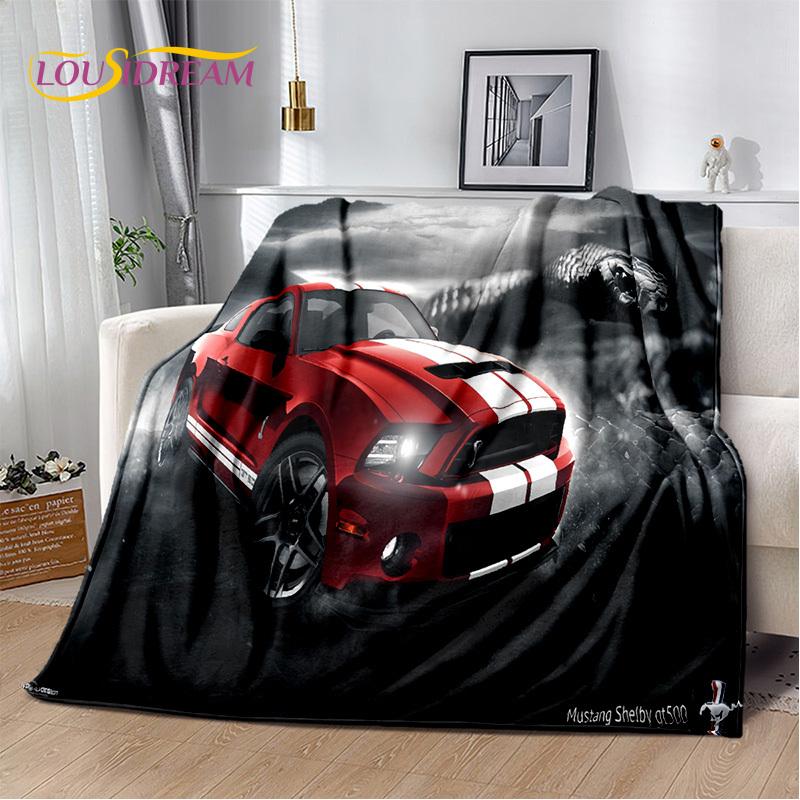 Klassiker 3D F-Ford GTR Mustang Auto Weiche Decken, Halten Warm Kuscheldecke Bequeme Decke für Picknick Betten Sofa Zuhause Schlafzimmer
