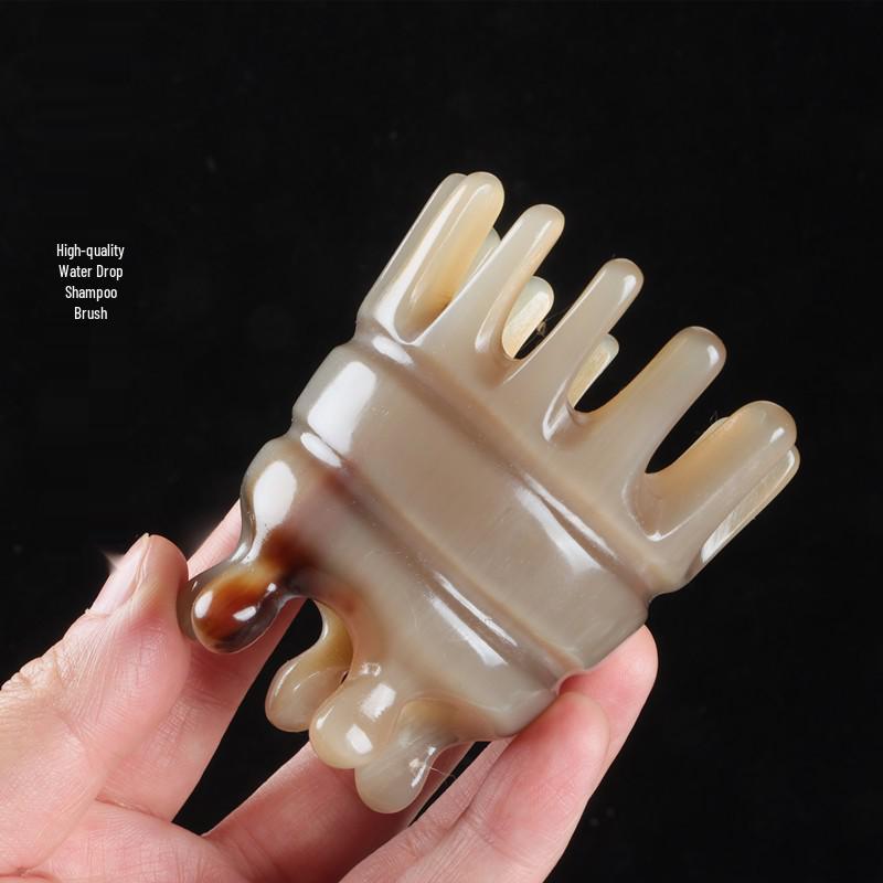 Ox Horn Shampoo and Massage Comb: Wide, Dense Teeth for Meridian Therapy.