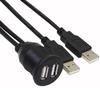 New Dual USB 2.0 3.0 Male to Female Car Waterproof Dashboard Flush Panel Mount USB Extension Cable for Truck Boat Motorcycle