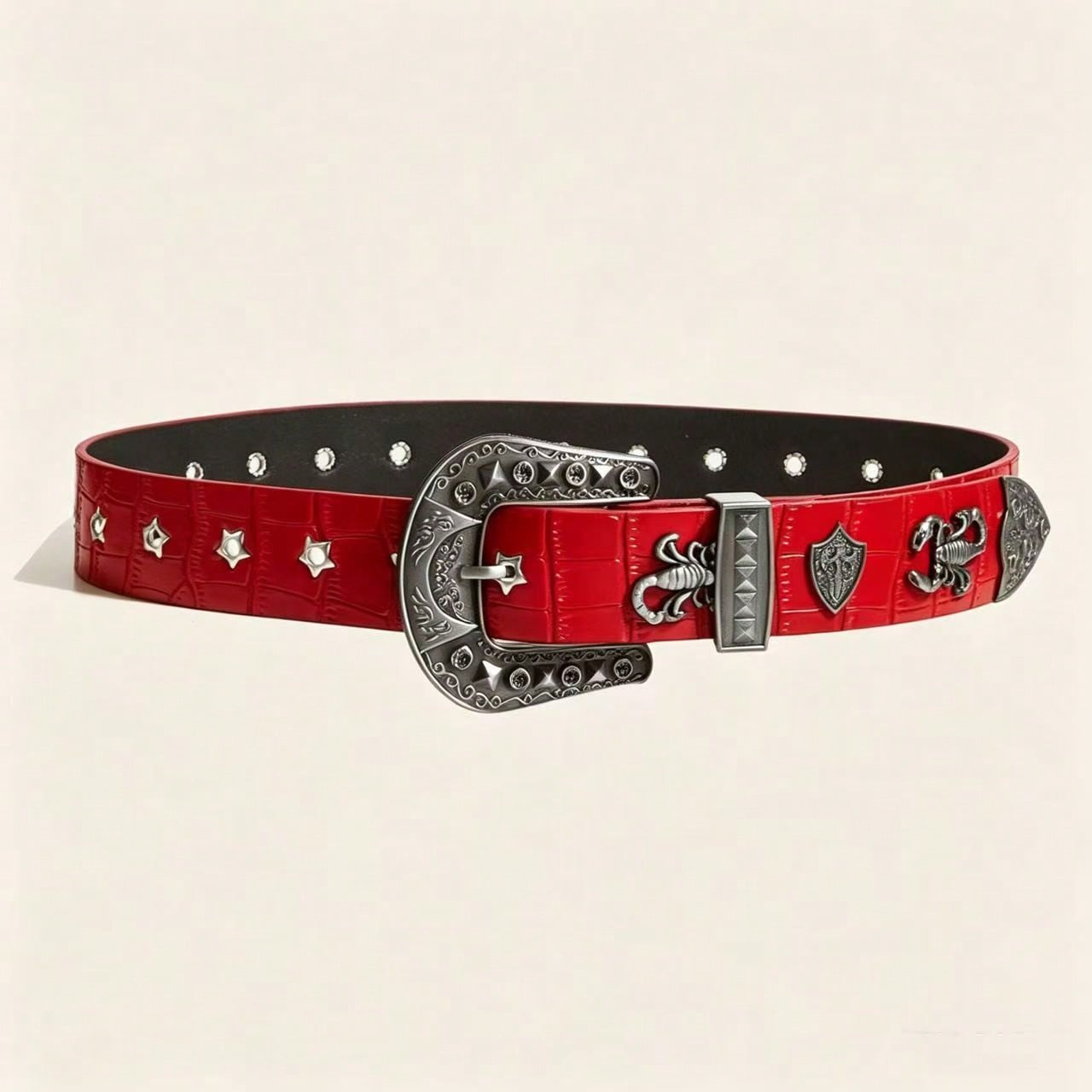 Trend Riem Mode Ster Riem Punk Gesp Casual Broekriem red veelkleurig