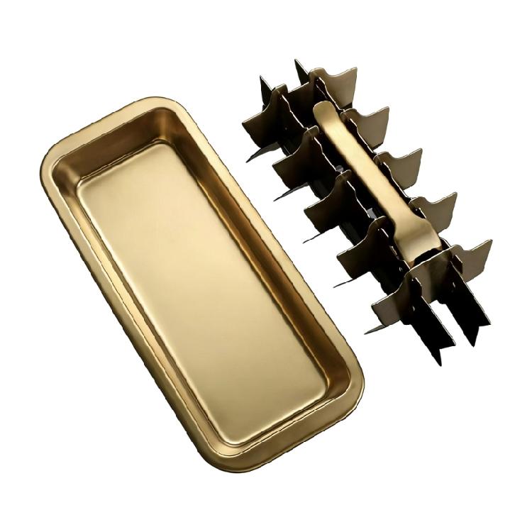 

Stainless Steel Ice Cubes Tray,18 Slot Ice Tray with Easy Releases Handle for Making Various Ice Cubes and Frozens Food золотой