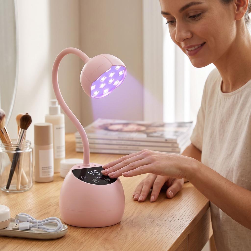 Nail Lamp Rechargeable, Desktop LED Nail Dryer for Polish and Nail Tips, Fast Curing