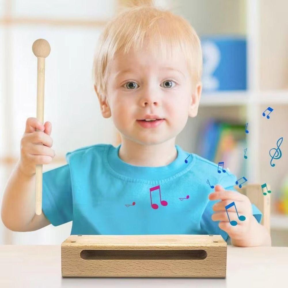 Wood Beaters Musical Rhythm Block Square Orff Music Instruments Beaters Sticks for Children Toy