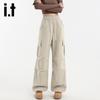 Izzue IT Women's High-Waist Wide-Leg Cargo Pants