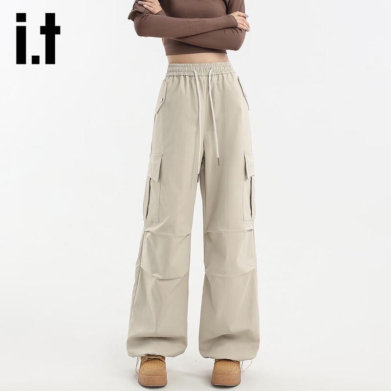 Izzue IT Women's High-Waist Wide-Leg Cargo Pants