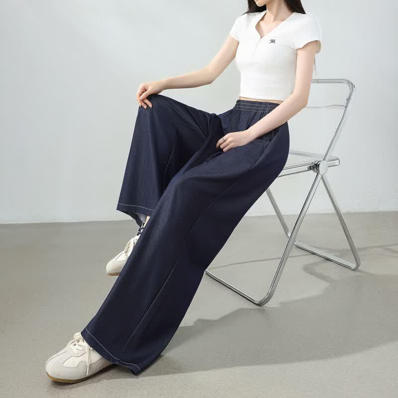 Betu Women's Elastic Waist Wide-Leg Trousers
