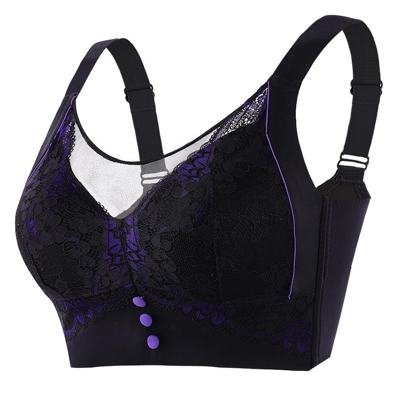 

Великі розміри, тонкі, великі груди та маленька нижня білизна збирають і закривають вторинні груди, верхня частина, що не провисає, мереживний бюстгальтер. 46/105E чорний