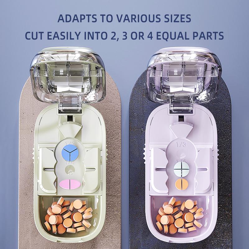 Adjustable Pill Cutter Splitter Fits Multiple Pills at Once 12/3/4 in 1 Pill Cutter with Hidden Sharp Blade Dustproof Cutter