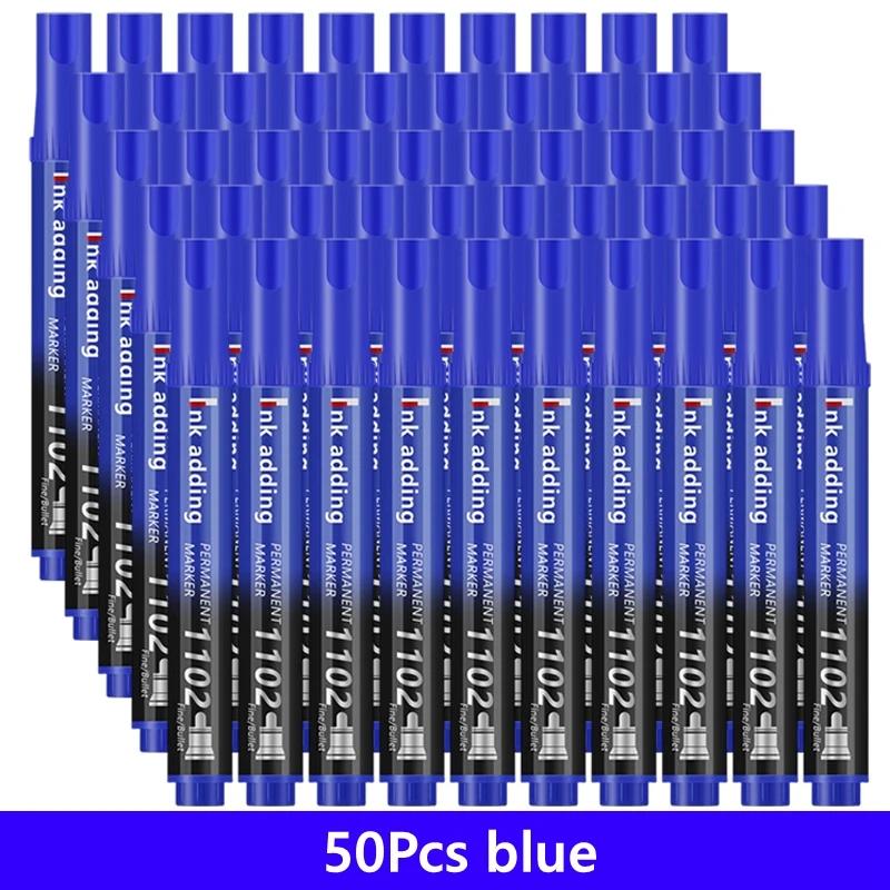 3-100 Pcs/Set Permanent Marker Pen Fine Point Waterproof Ink Thin Nib Crude Nib Black Blue Red Ink 2-3mm Fine Color Marker Pens