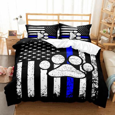 Hundepfote Sterne Streifen Banner Bettbezug Set UK Einzel Doppel Queen US Twin Full King Size Bettwäsche Set