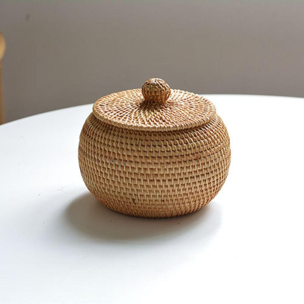Wicker Rattan Storage Basket Rattan Decorative Storage Box Decorative Organizer Key Storage