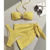 Women's Bikini 3pcs Set Beach Sexy Split Swimsuit Set Adult Fitness Swimming Hot Spring Strapless Swimsuit Triangle Swimsuit