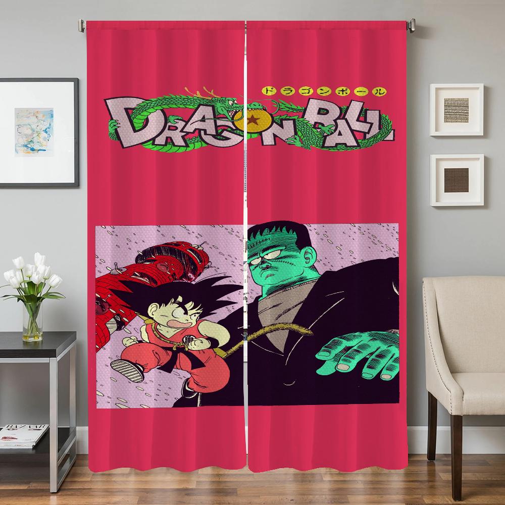 Zasłony okienne kuchenne do salonu 2 sztuki Zasłony zaciemniające Zasłona drzwiowa D-dragon ball-l Przegroda Dekoracja sypialni